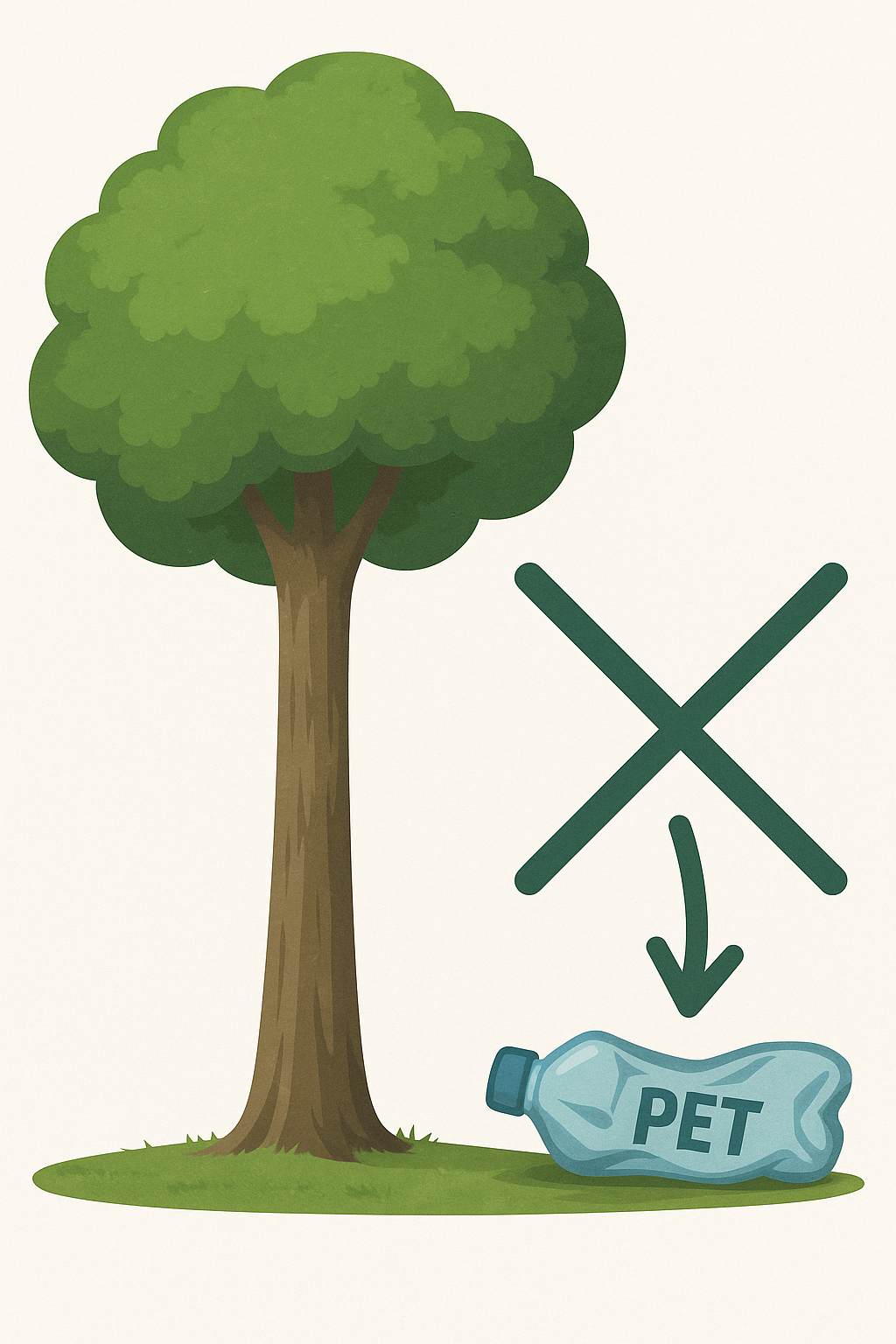 Zeichnung: Baum mit Plastik